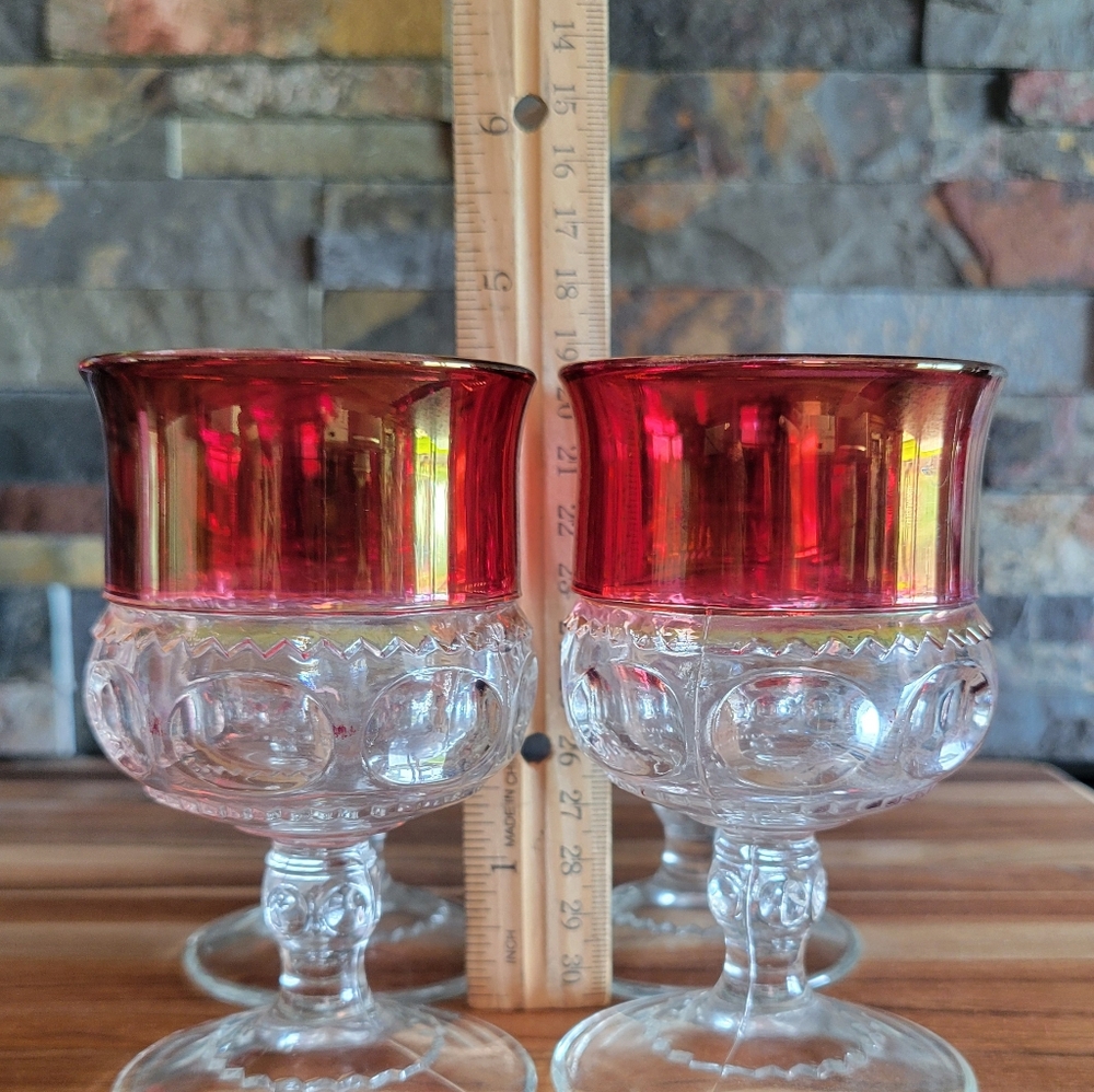 4 piece  Vintage King's Crown Ruby Thumbprint‎ Glass - 4.25" Excellant Condition - Picture 6 of 11